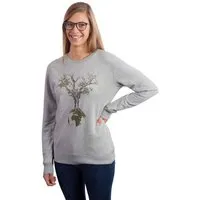 Life-Tree Life-Tree Sweater aus Biobaumwolle Fairwear für Damen "Weltenbaum" in Heather Grey – Produktbild 2 von 5