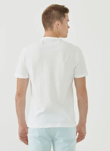 ORGANICATION ORGANICATION Basic T-Shirt aus Bio-Baumwolle mit V-Ausschnitt, Off white, – Produktbild 4 von 4