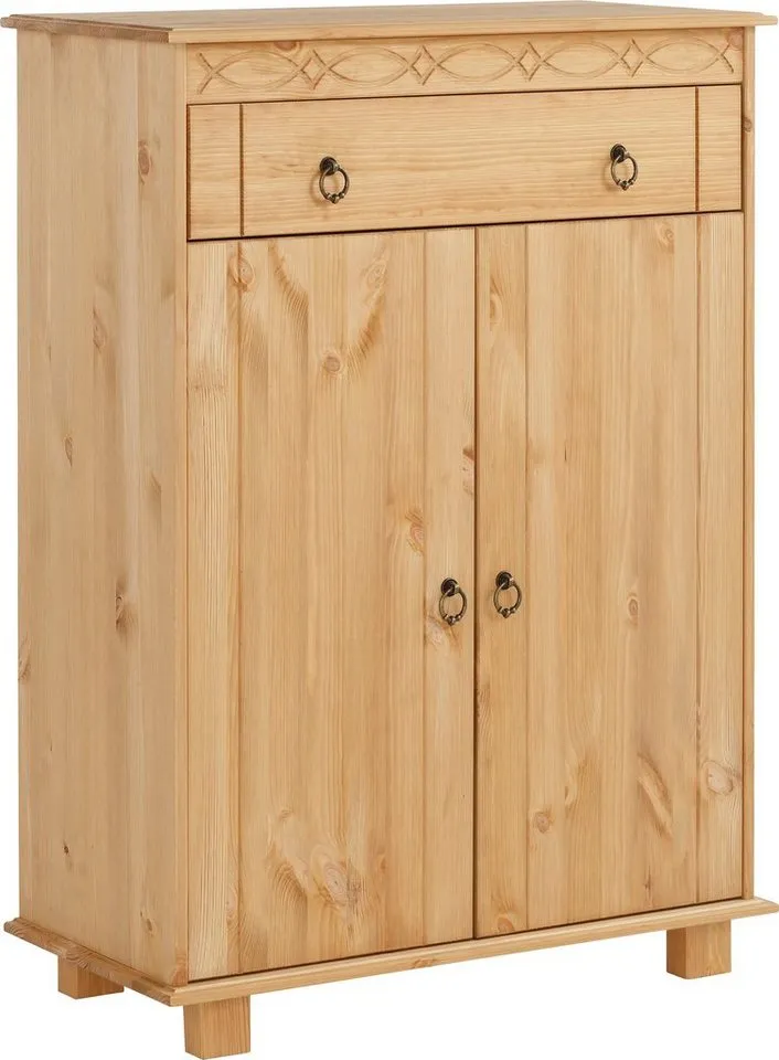 OTTO home Kommode Indra, Sideboard (B/T/H: 74/35/100 cm), aus massiver Kiefer, FSC®-zertifiziert, MADE in EU, Beige, – Produktbild 3 von 5