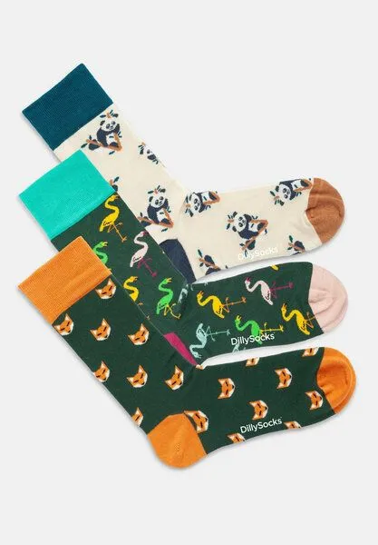 DillySocks DillySocks Socken „Wondrous Wildlife“, Creme, dunkelgrün, dunkelgrau, weiß, grün, orange, gelb, – Produktbild 3 von 4