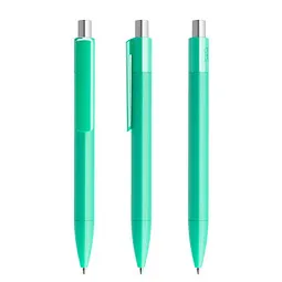 prodir prodir® Druckkugelschreiber DS4 PMM Push, blaue Mine, hellgrün/silber satiniert, Silber / hellgrün, – Produktbild 1 von 1