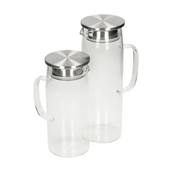 elasto elasto Glaskaraffe mit Sieb aus Edelstahl 1 & 1,5 L - Glaskrug aus Borosilikatglas – Produktbild 2 von 4