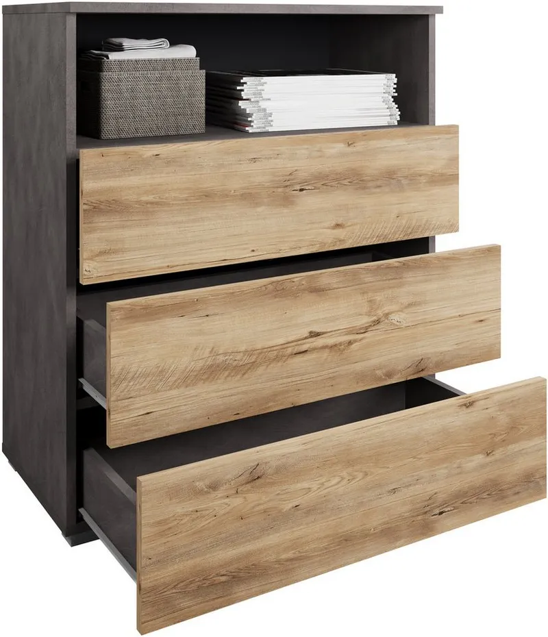 OTTO home Kommode Paris, mit 3 Schubkästen (Breite 70 cm), Schwarz, – Produktbild 7 von 8