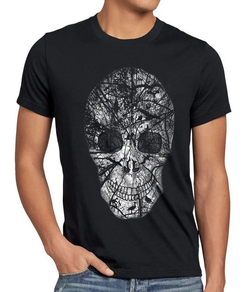 style3 T-Shirt Skull Totenkopf rocker club biker heavy horror kopchen Skelett us, Schwarz, – Produktbild 2 von 2