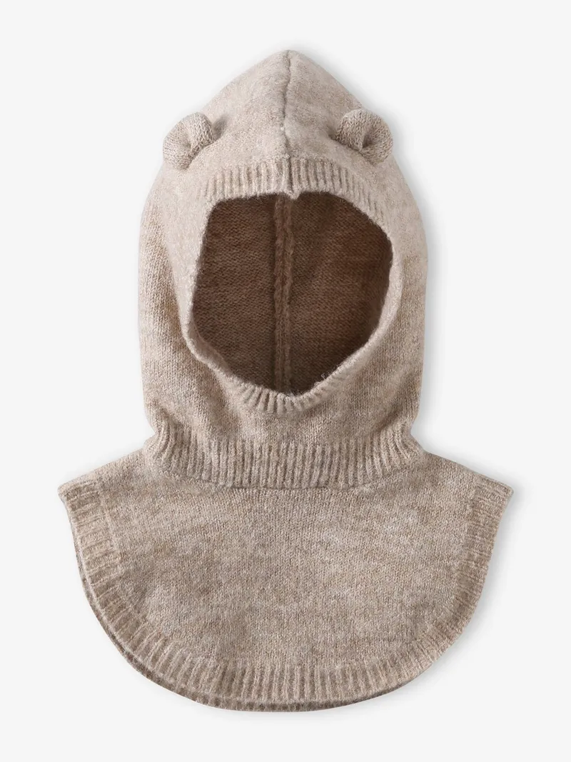 Vertbaudet Mädchen Baby Schalmütze mit Teddyohren, Beige meliert, – Produktbild 1 von 4