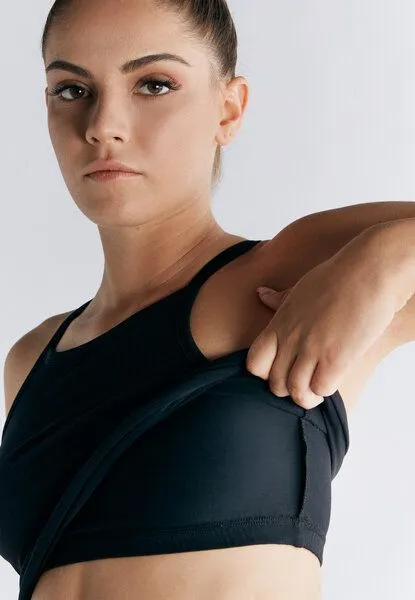 Leela Cotton Leela Cotton Damen Crop Tops Bio-Baumwolle mit integriertem Bustier Sport BH, Schwarz, – Produktbild 4 von 4