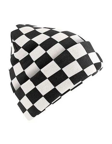 Beechfield Beechfield Beanie mit Schachbrettmuster Checkerboard, Black/soft white, – Produktbild 1 von 2