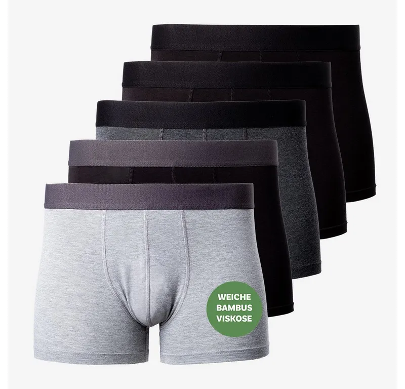 OCCULTO Boxershorts Herren Bambus Boxershorts 5er Pack (Modell: Bryan), Grau, – Produktbild 1 von 5