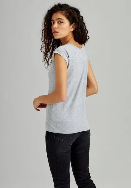THOKKTHOKK ThokkThokk TT01 Cap Sleeve T-Shirt Damen (GOTS, vegan, Bio-Baumwolle), Grau (grey melange), – Produktbild 4 von 6