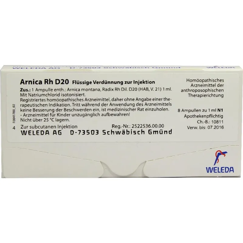 Weleda WELEDA ARNICA RH D 20 Ampullen 8X1 ml Ampullen – Produktbild 1 von 1