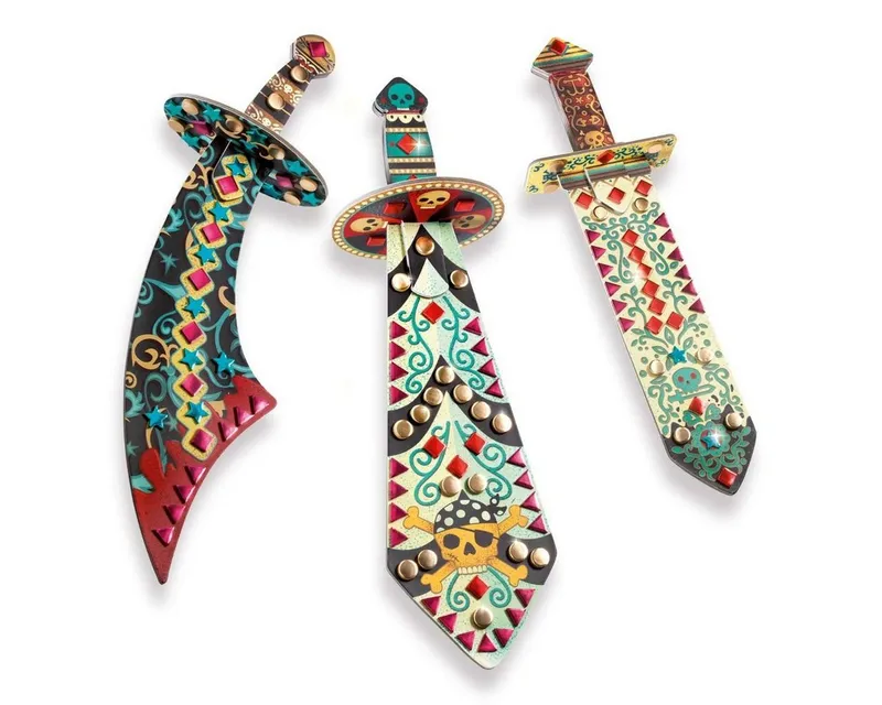 DJECO Kreativset DIY Mosaik- Piratenschwerter mit selbstklebende Mosaiksteine – Produktbild 1 von 5