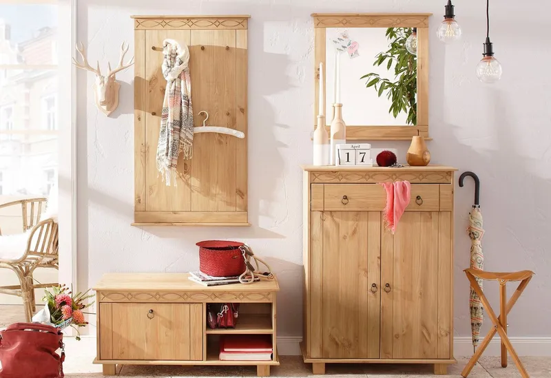 OTTO home Kommode Indra Sideboard (B/T/H: 74/35/75 cm), 75 cm breit, aus massiver Kiefer, FSC®-zertifiziert, Beige, – Produktbild 3 von 5