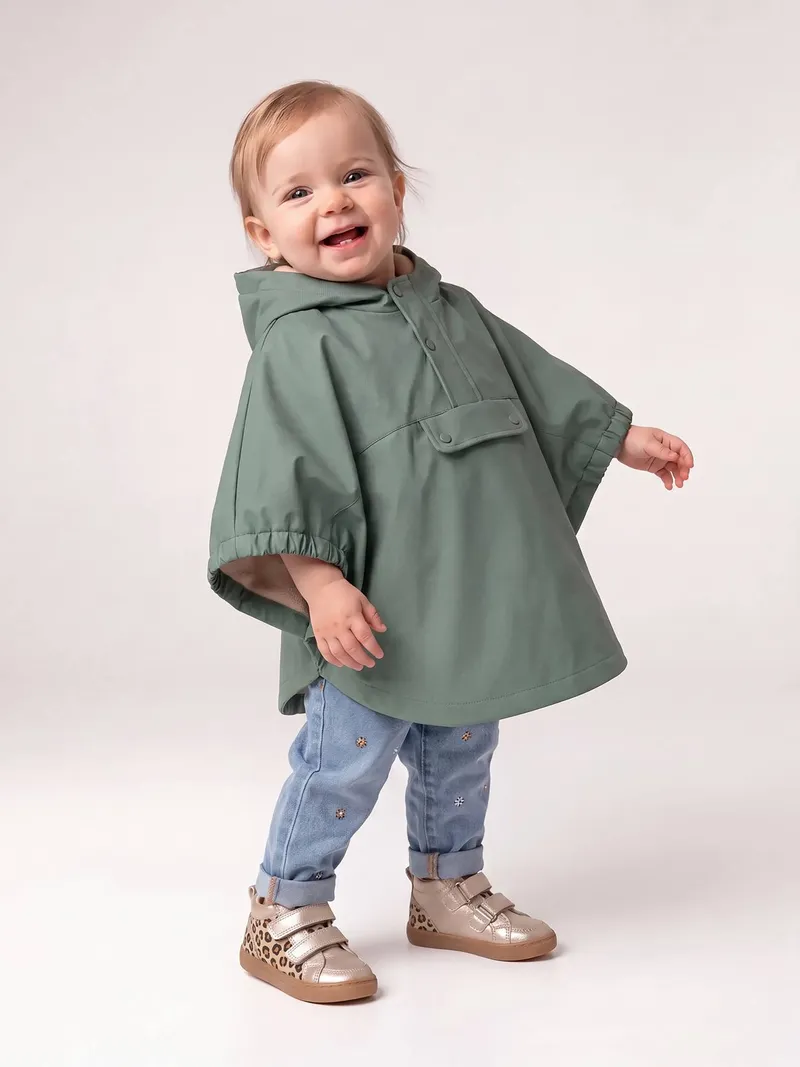 Vertbaudet Vertbaudet Baby Regenponcho mit Fleecefutter, Grün, – Produktbild 1 von 3
