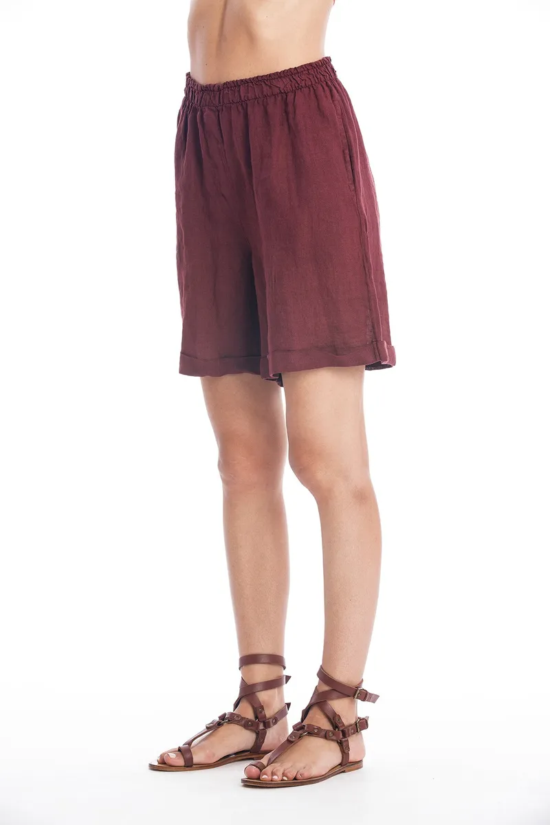 RAVENS VIEW IBIZA RAVENS VIEW IBIZA Damen vegan Shorts Lang Creta Dunkel Granat, Dunkelrot, – Produktbild 2 von 2