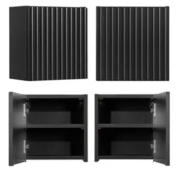 Lomadox Hängeschrank NEWPORT-56-BLACK 30x30cm, Badmöbel Wandschrank schwarz, gerillte Front – Produktbild 1 von 1