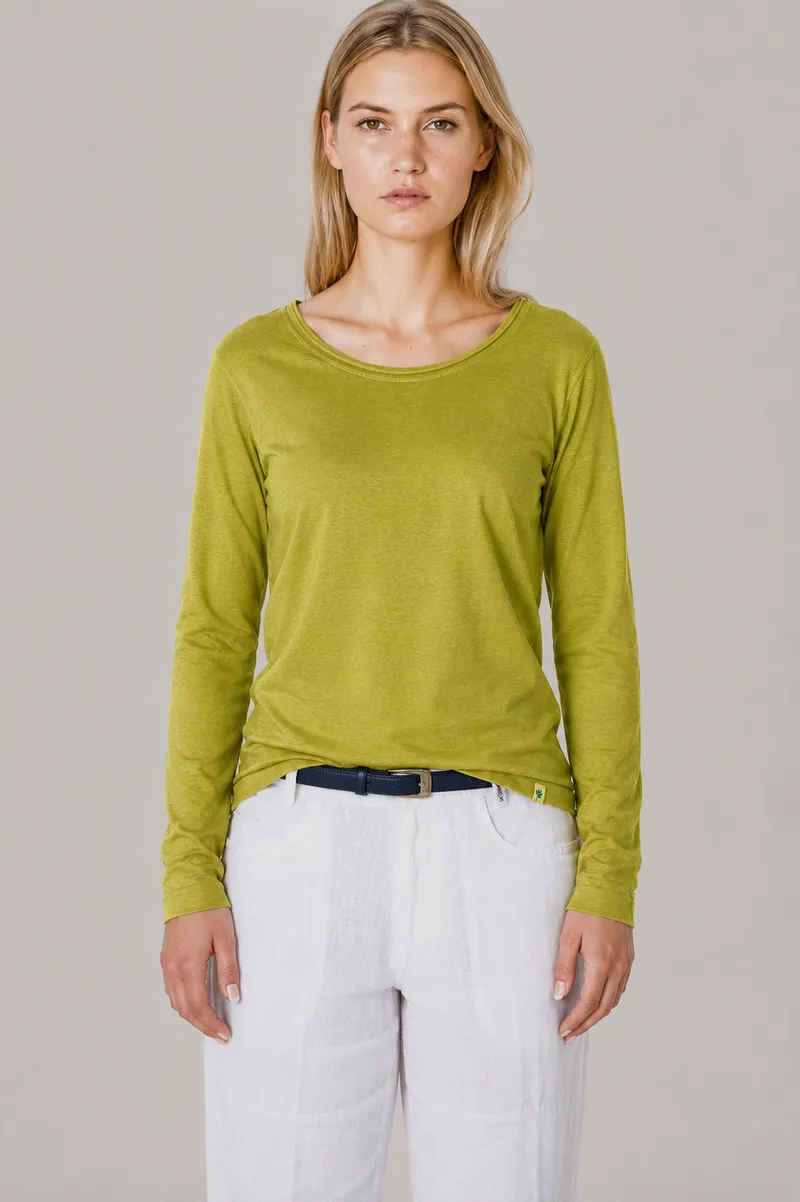 HempAge Hempage Damen vegan Langarm T-Shirt Farn Grün, Grün, – Produktbild 2 von 2