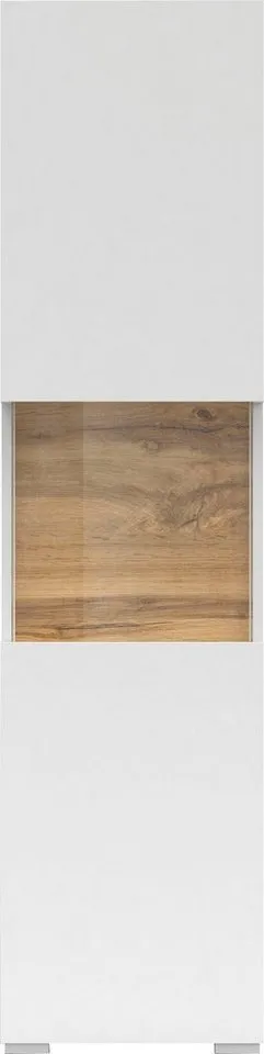 Home affaire Vitrine Ava, Breite 36 cm, hängend und stehend montierbar moderne grifflose Vitrine, Hochschrank mit Eckverglasung, Weiß, – Produktbild 3 von 5