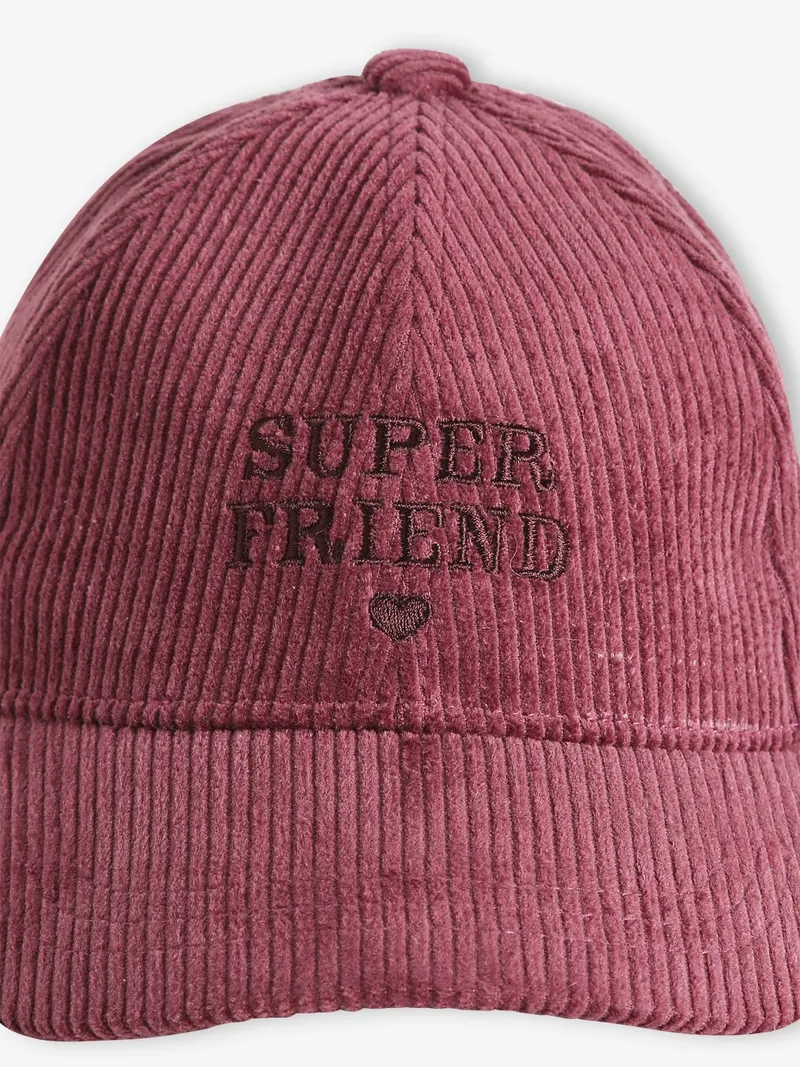 Vertbaudet Kinder Cap aus Cord mit Schriftzug SUPER FRIEND, Pflaume, – Produktbild 3 von 3