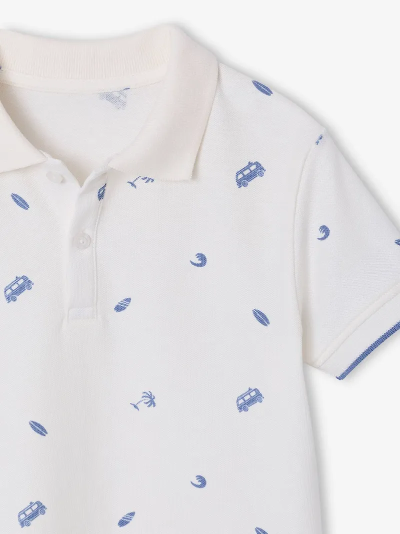 Vertbaudet Jungen Poloshirt mit Allover-Print, Wollweiß, – Produktbild 3 von 3