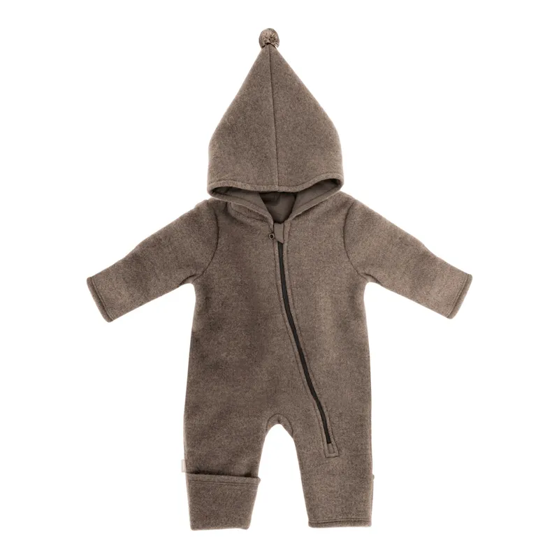 Maximo Maximo Wollfleece-Overall mit Kapuze und Klappfuß, Braun, – Produktbild 1 von 3