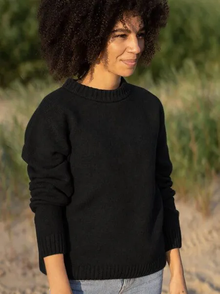 FUXBAU FUXBAU Frauen Merino Strickpullover, Schwarz, – Produktbild 2 von 3