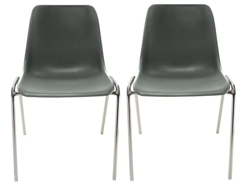 2x Besucherstuhl "ECO" Gestell verchromt, Kunststoffschale anthrazit – Produktbild 1 von 1