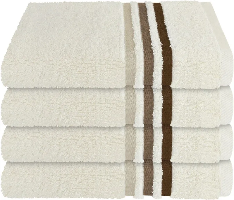 Schiesser Schiesser Handtücher Skyline Color aus 100 % Baumwolle mit eleganter Streifenbordüre, Frottier (Set, 4-St), OEKO-TEX® MADE IN GREEN, Beige, – Produktbild 1 von 6
