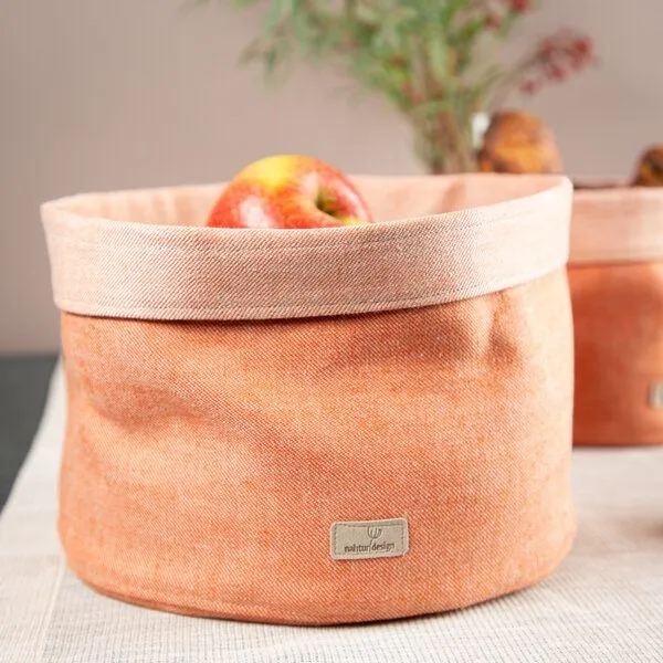 nahtur-design nahtur-design Brotkorb, Obstkorb oder Utensilo aus Bioleinen, Orange, – Produktbild 3 von 4