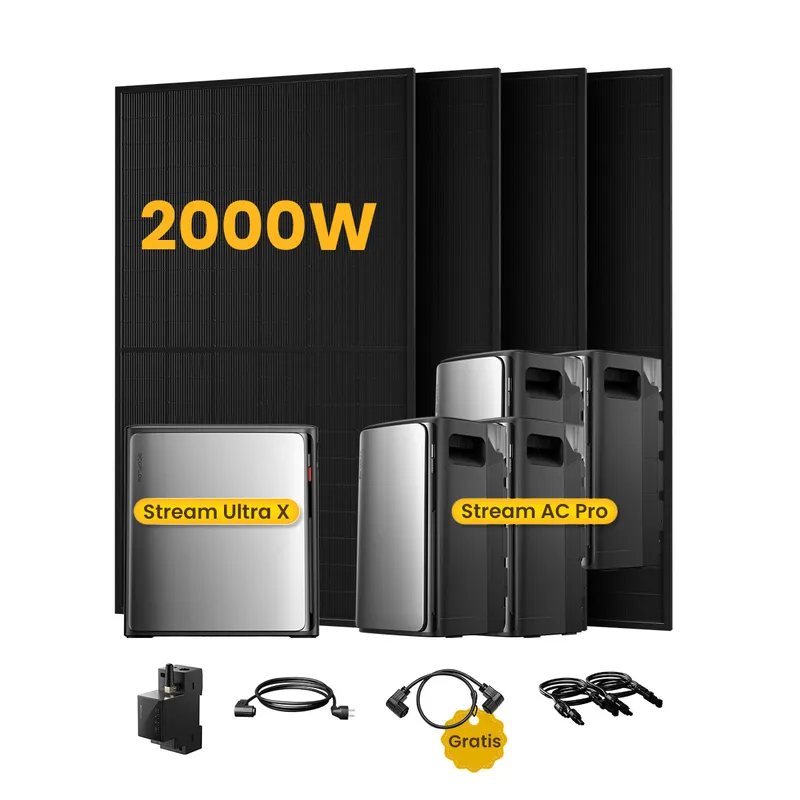 EcoFlow EcoFlow Stream Ultra X, All-in-One Speicher für Balkonkraftwerke, mit 4 x 500W Bifaziale Solarmodule, by Powerness (deal) - Stream Ultra X + 4 x Stream AC Pro | 11520Wh / 1 x Smart Meter / Selbstabholung – Produktbild 1 von 1