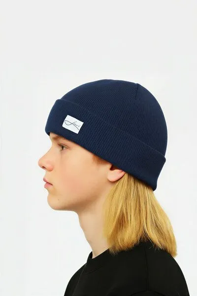 Lou-i Lou-i Kindermütze mit Umschlag Merinowolle Beanie, Blau, – Produktbild 3 von 3