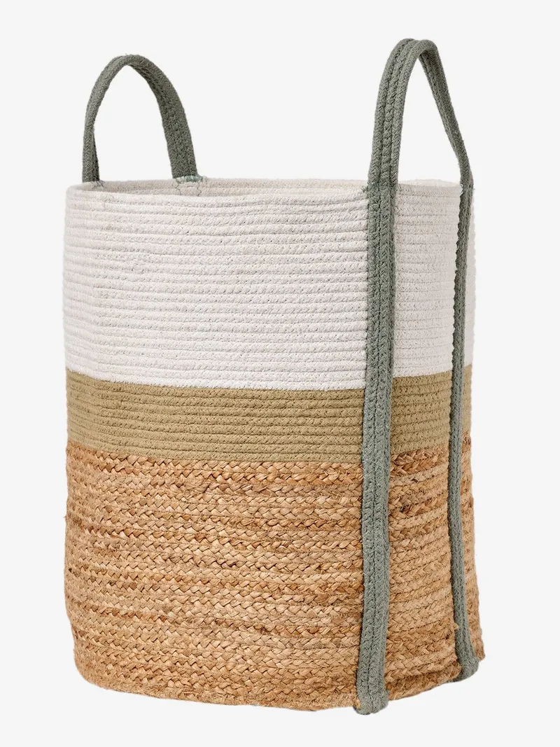 Vertbaudet XL-Aufbewahrungskorb aus Jute Wäschekorb Kinderzimmer, Grün, – Produktbild 2 von 3