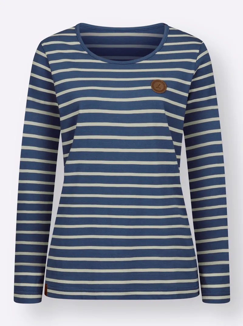 Witt Ringelshirt jeansblau-ecru-gestreift, Jeansblau-ecru-gestreift, – Produktbild 1 von 2