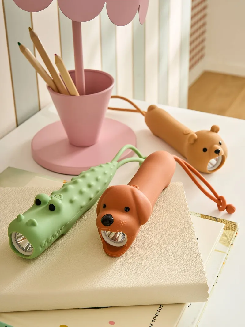 Vertbaudet Nachtlicht-Taschenlampe aus Silikon DACKEL Kinder, Karamell, – Produktbild 2 von 4