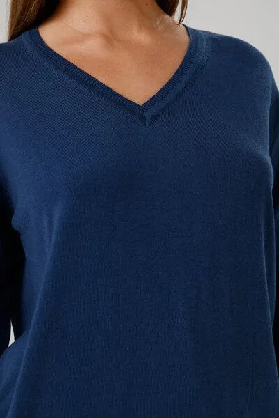 GORG GORG Damen Strickpullover mit V-Ausschnitt, Navy, – Produktbild 4 von 4