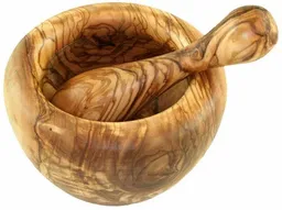 Olivenholz erleben Olivenholz erleben Mörser RUND inkl. Stößel (ca. 12 cm) aus Olivenholz – Produktbild 1 von 1