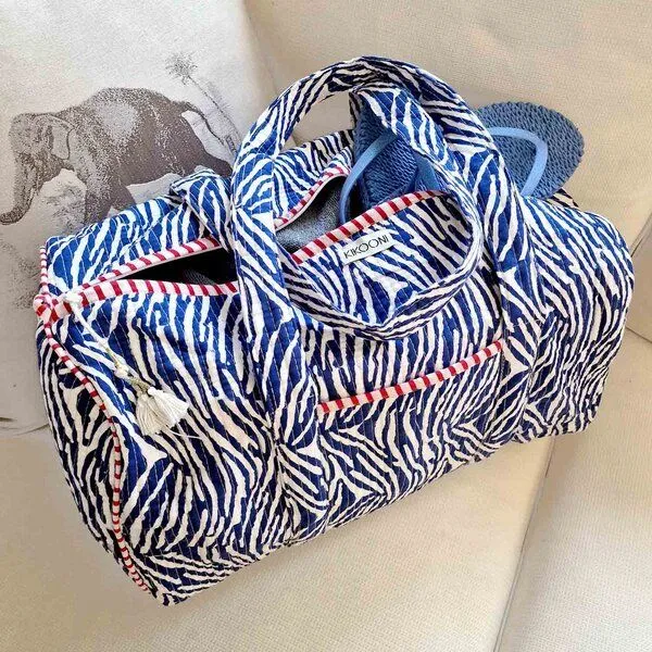 KIKOONI KIKOONI handgefertigte große Baumwolltasche "K. Shopper", Blue zebra, – Produktbild 4 von 4