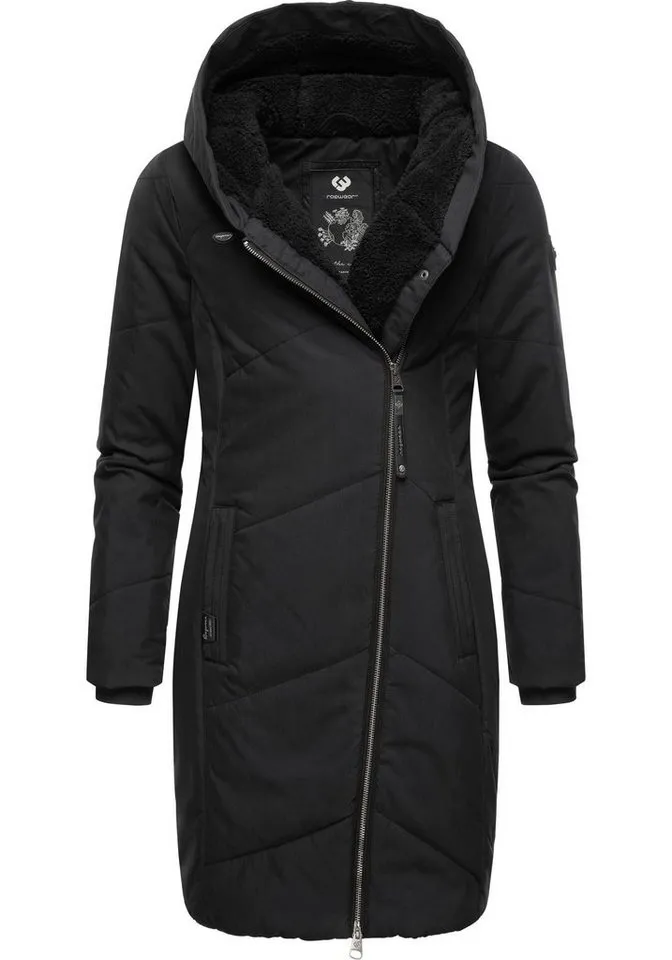 ragwear ragwear Wintermantel Gordon Long gesteppter Winterparka mit asymmetrischem Kragen, Schwarz, – Produktbild 2 von 4