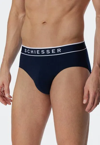 Schiesser Schiesser 3er Pack Herren Slips Biobaumwolle 95/5, Dunkelblau, – Produktbild 4 von 4