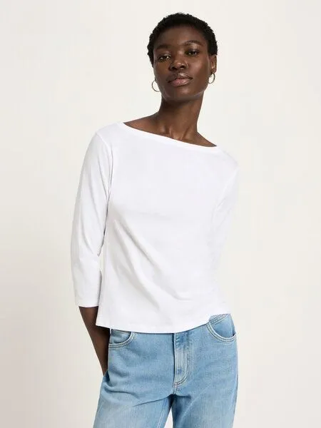 LANIUS LANIUS U-Boot Shirt mit 3/4 Arm (GOTS) aus Bio-Baumwolle, White, – Produktbild 1 von 4