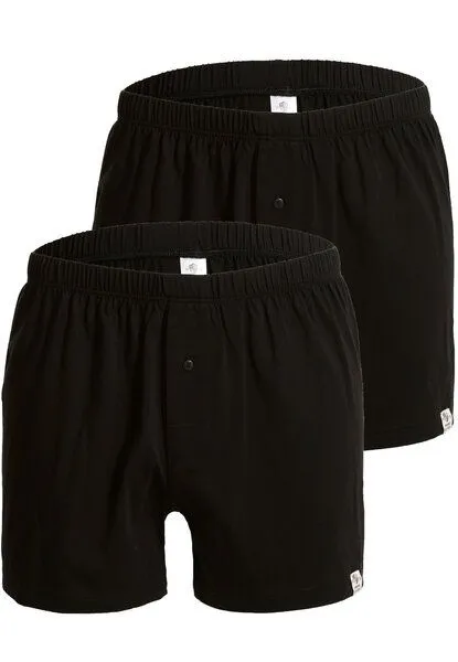 Haasis Bodywear Haasis Bodywear Herren Jersey Boxer, mit Knopfleiste, 2er Pack, Single-Jersey, Schwarz, – Produktbild 2 von 4