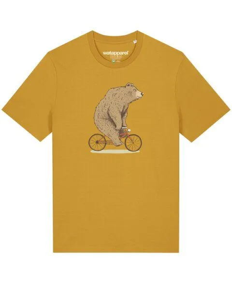 watapparel watapparel T-Shirt Unisex Fahrradbär, Ochre, – Produktbild 1 von 3