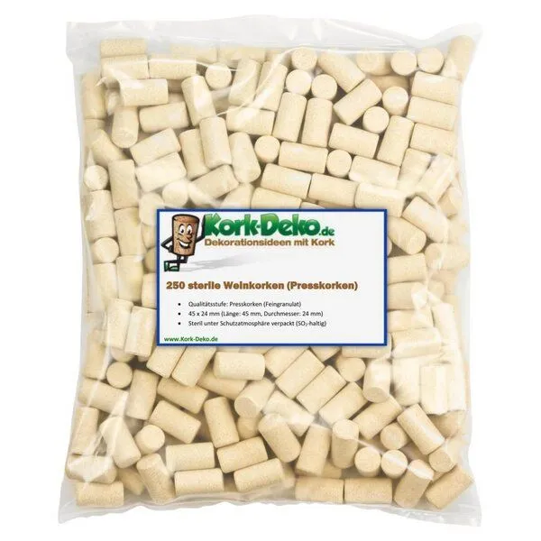 Kork-Deko Kork-Deko 250 sterile Weinkorken | Presskorken | 45 x 24 mm – Produktbild 1 von 4