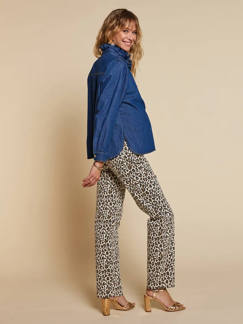 Envie De Fraise Gerade Umstandsjeans mit Leo-Print, Wollweiß, – Produktbild 2 von 4