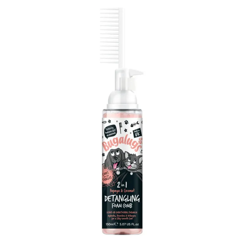 Bugalugs Bugalugs Fellentwirrungsschaum mit Kamm Papaya & Kokosnuss 150 ml – Produktbild 1 von 2