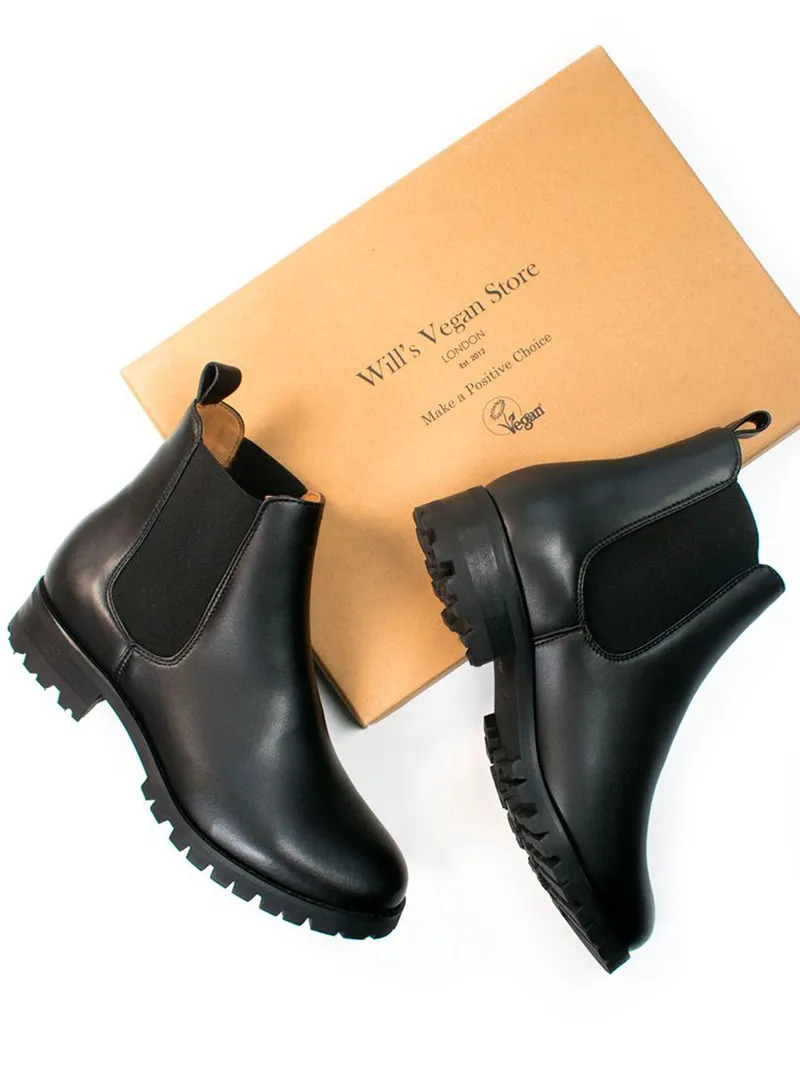 Will's Vegan Store Will's Vegan Store Damen vegan Chelsea Boots Luxe Deep Tread Schwarz, Schwarz, – Produktbild 2 von 2