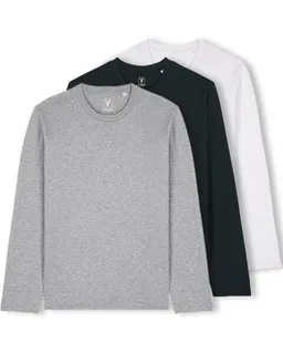 YTWOO YTWOO 3er Pack Unisex Basic Langarmshirts aus Bio-Baumwolle | Longsleeve | verschiedene Farbkombi | Mehrfachpack – Produktbild 1 von 1