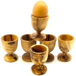 Olivenholz erleben Olivenholz erleben Eierbecher KLASSIK gedrechselt aus edlem Olivenholz, (Set, 6-tlg., 6x Eierbecher), Handarbeit, Angenehme Haptik, Lebensmittelecht & unbehandelt – Produktbild 1 von 1