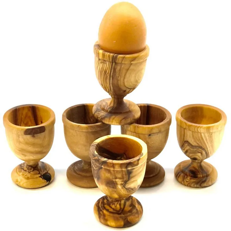 Olivenholz erleben Olivenholz erleben Eierbecher KLASSIK gedrechselt aus edlem Olivenholz, (Set, 6-tlg., 6x Eierbecher), Handarbeit, Angenehme Haptik, Lebensmittelecht & unbehandelt, Braun, – Produktbild 1 von 4