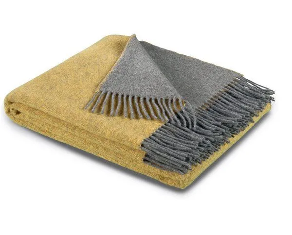 biederlack biederlack Plaid Wohndecke wunderschöne Farben Wolle-Kaschmir-Mix -jetzt in 2 Größen, Ocker-grau, – Produktbild 1 von 4