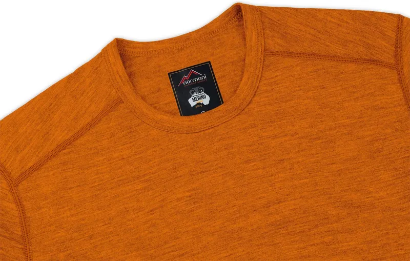 normani Thermounterhemd Herren Merino T-Shirt Darwin Kurzarm T-Shirt Thermounterwäsche aus Merinowolle, Orange, – Produktbild 4 von 4